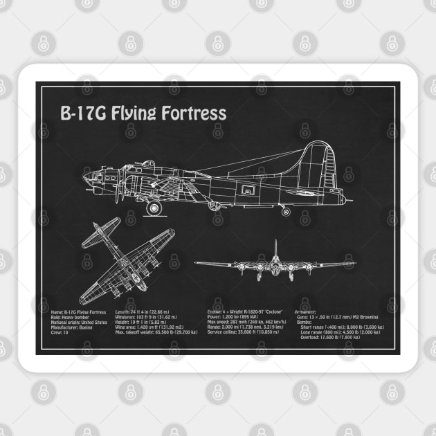 Boeing B-17 Flying Fortress Bomber - PD Magnet by SPJE Illustration Photography